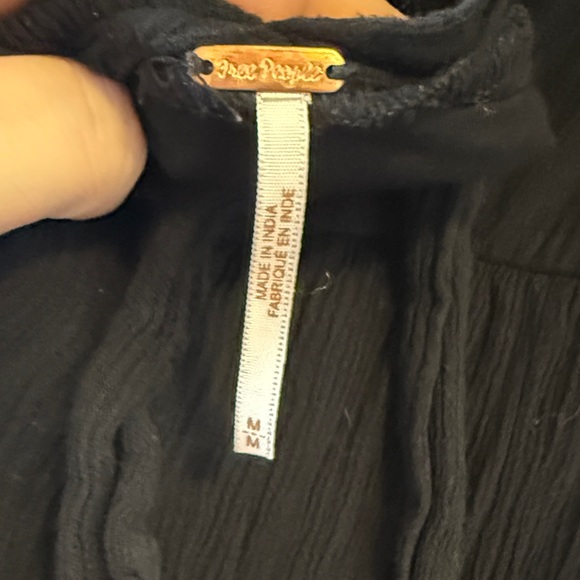 EUC Free People Rhiannon Embroidered Black Purple Bohemian Babydoll Mini Dress M - Picture 10 of 12